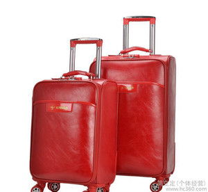 婚慶拉桿箱 pu彩色拉桿箱萬(wàn)向輪拉桿登機(jī)箱 情侶箱 多功能皮箱