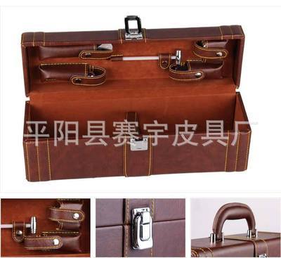 【高檔皮盒 葡萄酒盒 紅酒盒 單雙支皮盒 皮箱】價格,廠家,圖片,酒類包裝,平陽縣賽宇皮具廠-